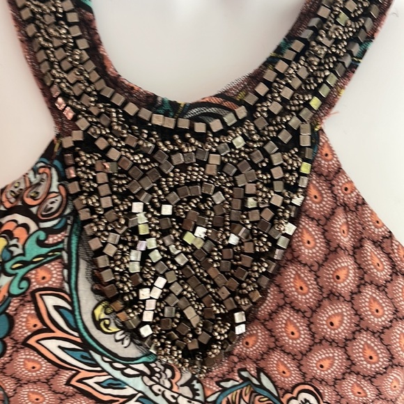 💗Matilda Paisley Print Romper Beaded Neckline - Picture 10 of 16